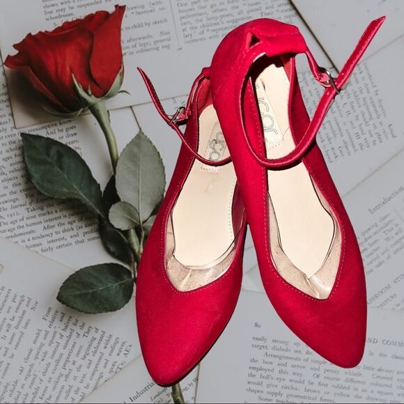 Sugar brand red suede ankle strap flats! - Picture 2 of 7